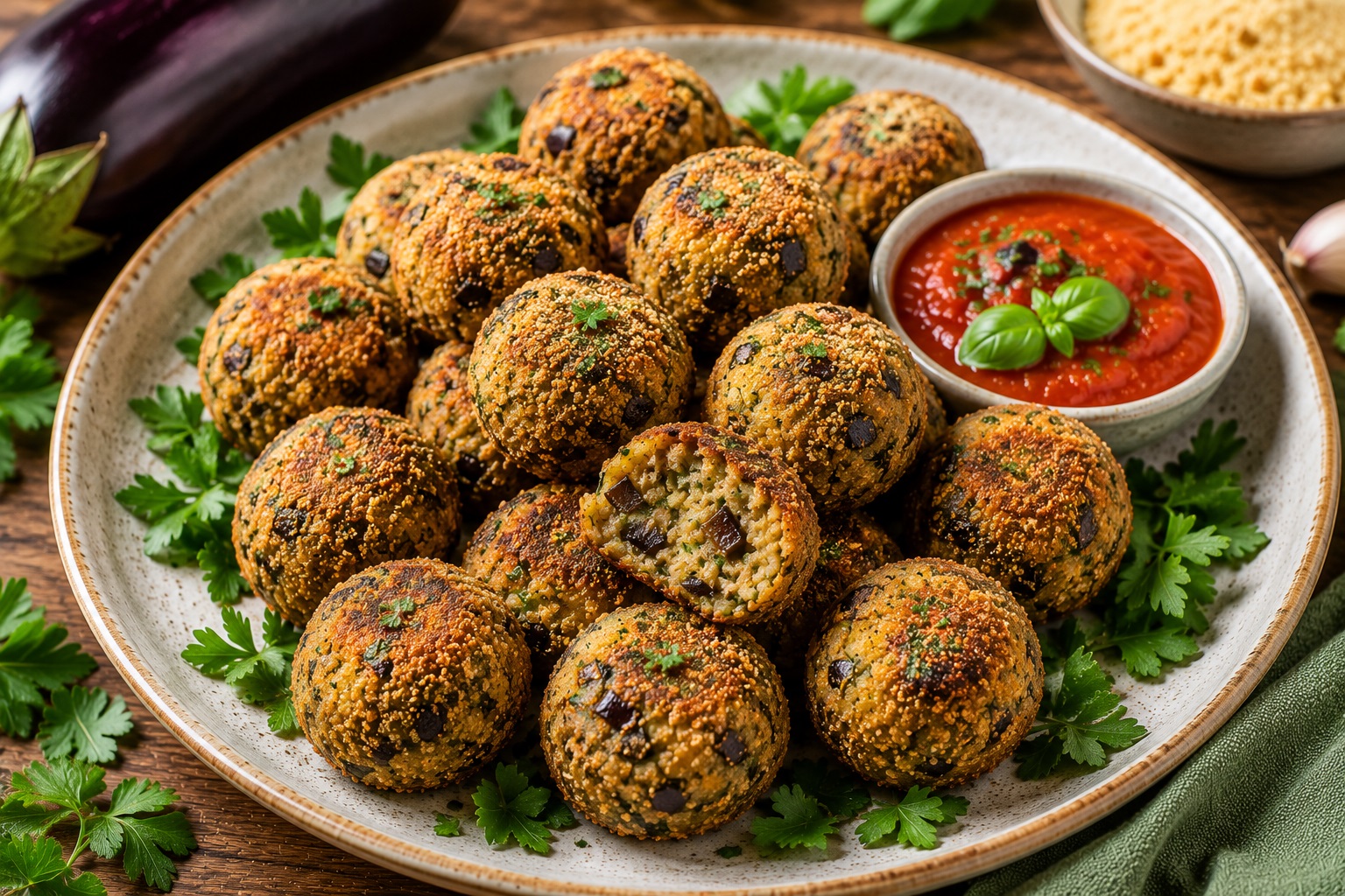 Polpette vegane di melanzane al forno