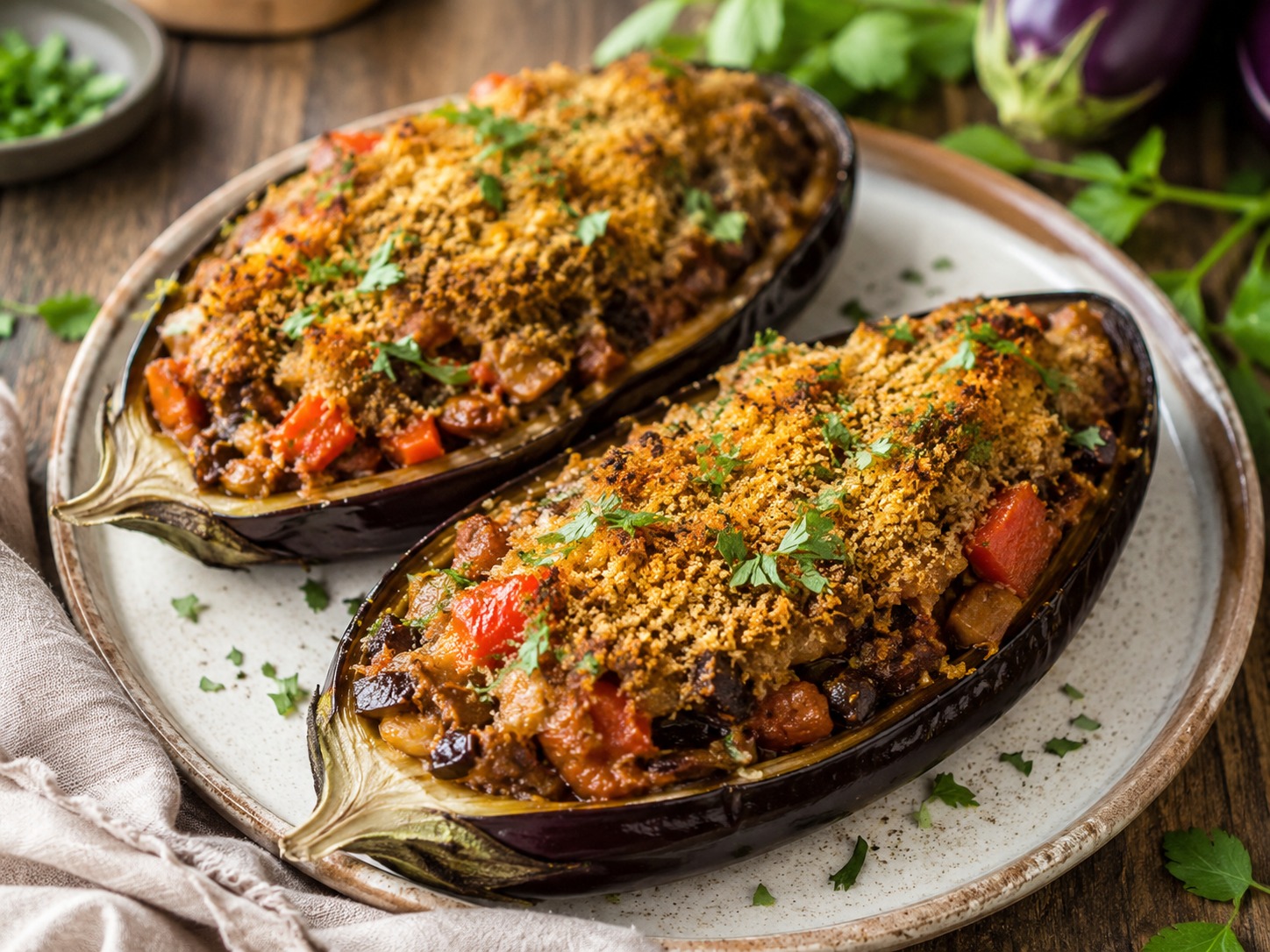 Melanzane ripiene vegane al forno
