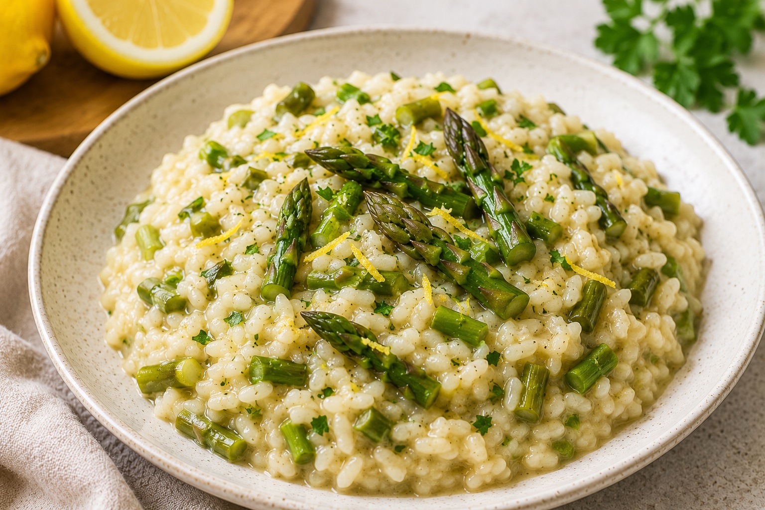 Risotto vegano agli asparagi e limone